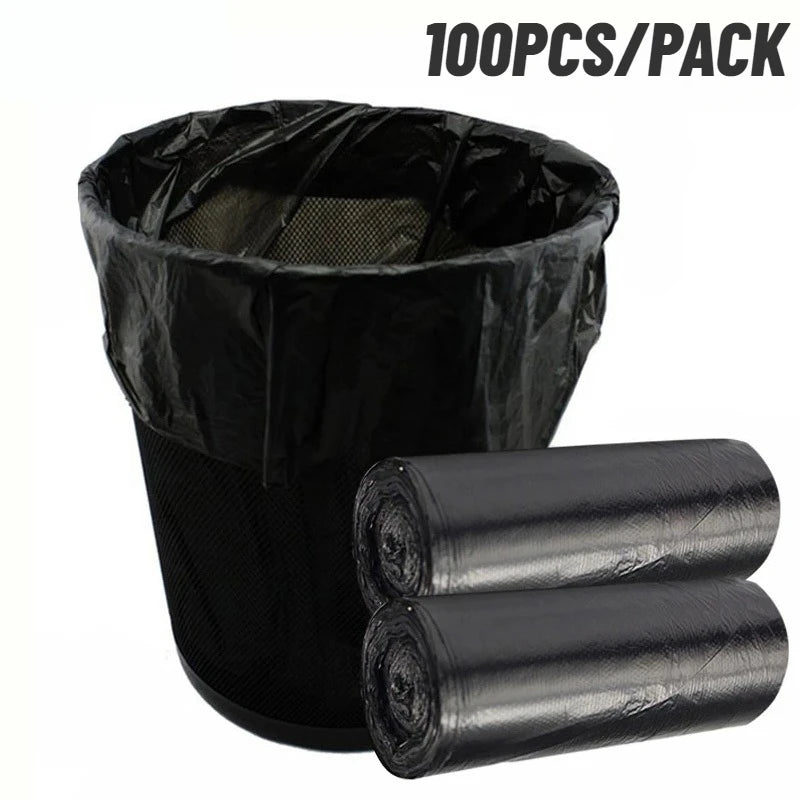 100PCS/Pack Black Household Disposable Garbage Bag Kitchen Bathroom Storage Garbage Bin Lining Flat Top Cleaning Garbage Bag