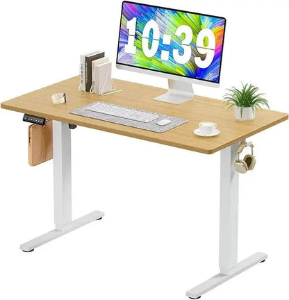 Electric Standing Desk - 40 x 24 inch Adjustable Height Sit to Stand Up Desk with Splice Board, Rising Home Office ComputerWhite - MarvelouStoree