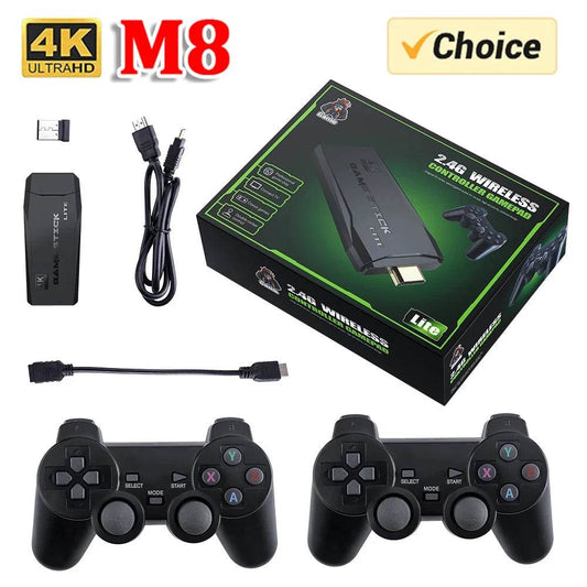 Video Game Stick Lite 4K HD Video Game M8 Console 64GB Double Wireless Controller For 10000 Retro Games Kid Xmas Gift - MarvelouStoree