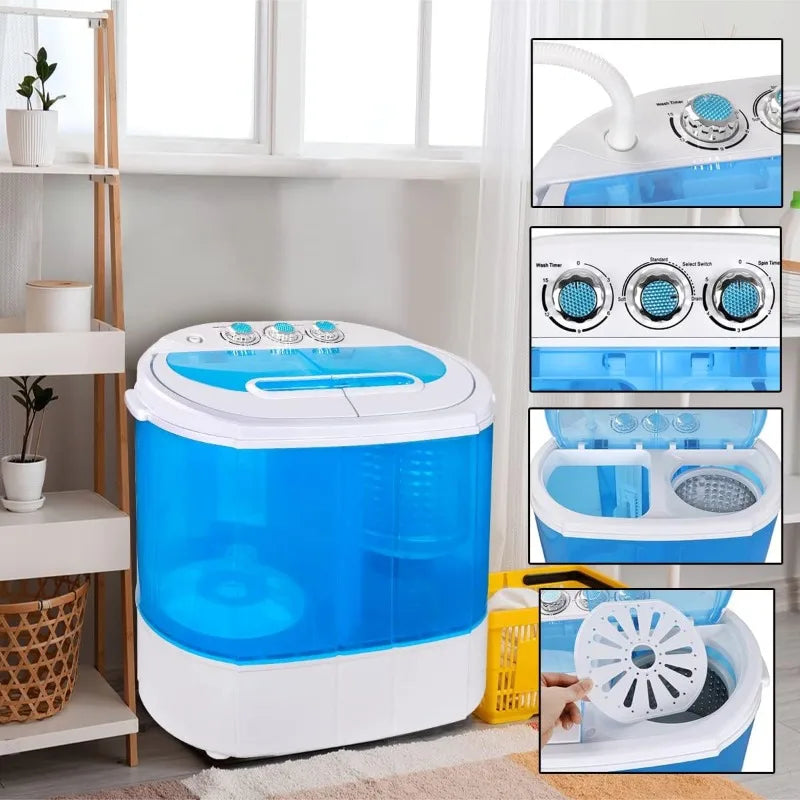 ZenStyle Portable Washer Compact Twin Tub 9.9 LB Mini Top Load Washing Machine Washer/Spinner w/ 6.57 FT Inlet Hose