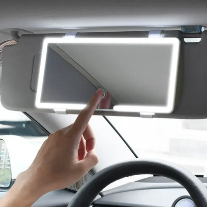 LED Light Mode Stepless Dimming Sun Visor Vanity Mirror Rechargeable Touch Sensor Vanity Mirror Convenient Car Vanity Mirror