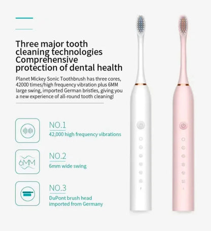 Sonic Electric Toothbrush for Adults IPX7 Waterproof DuPont Brush Head USB Rechargeable High Frequency Cleaning 6 Cleaning Modes