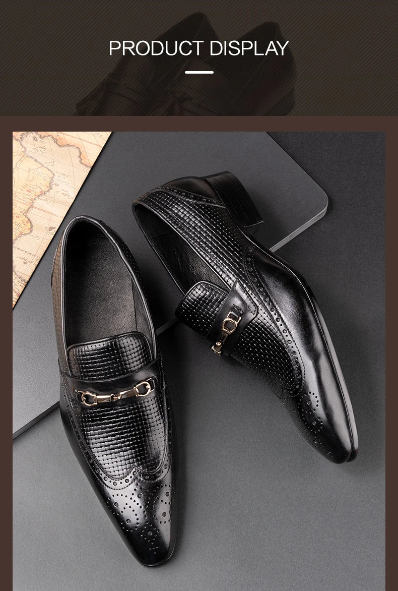 Fashion Business Casual Genuine Leather Shoes Handmade Party Wedding Wear Men Office Dress Shoe Big Size 39-50 Black Loafers