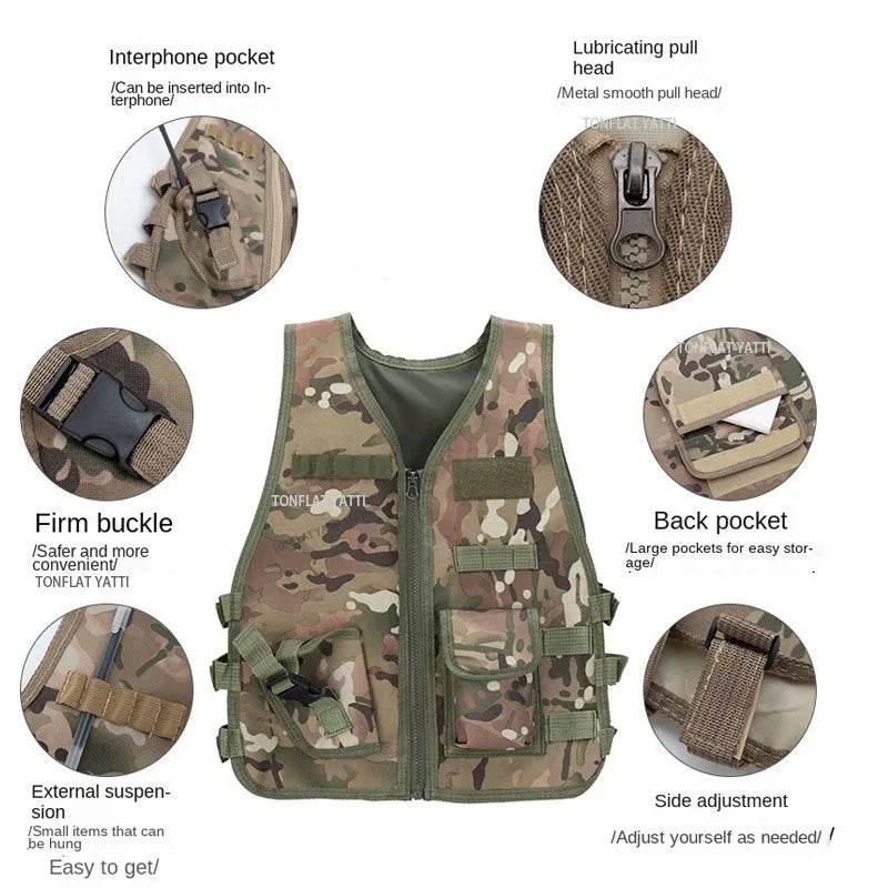 Kids Camouflage Military Uniform For Boy Special Forces Combat Tactical Vest Girls Militar Cosplay Training Soldier Clothes