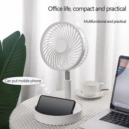 7200mah Portable Fan Rechargeable Mini Folding Telescopic Floor Low Noise Summer Fan Cooling For Household Bedroom