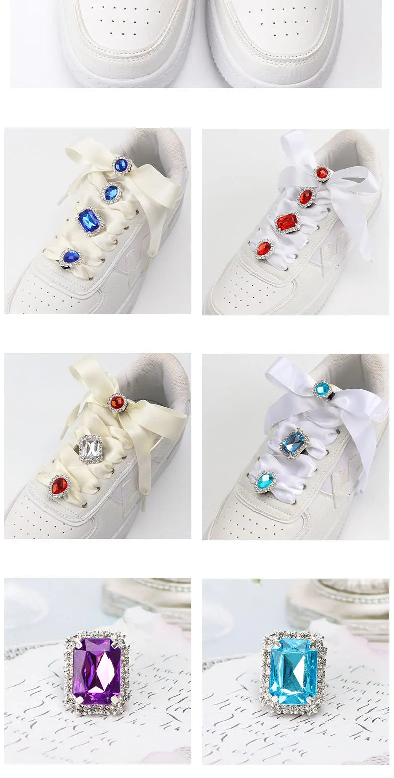 1PC Diamond Shoelaces Decoration Luxurious Shiny Rhinestones Buckle Shoes Accessories Plastic Shoe Charms Design for Sneaker AF1