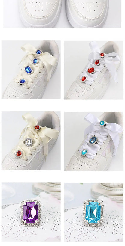 1PC Diamond Shoelaces Decoration Luxurious Shiny Rhinestones Buckle Shoes Accessories Plastic Shoe Charms Design for Sneaker AF1