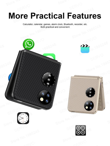 SERVO Pocket S1 New Style Flip Mobile Phone 4 SIM Cards 2G GSM 2.4'' Screen Torch Auto Call Record Magic Voice Fold Phone Gifts