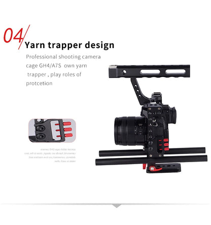 YELANGU Camera Cage Rig Kit for Sony A7S A7 A7R A72 A7RII A7SII A6000 A6500 A6300 with Dual Cold Shoe  Mounts 1/4 Inch Threads