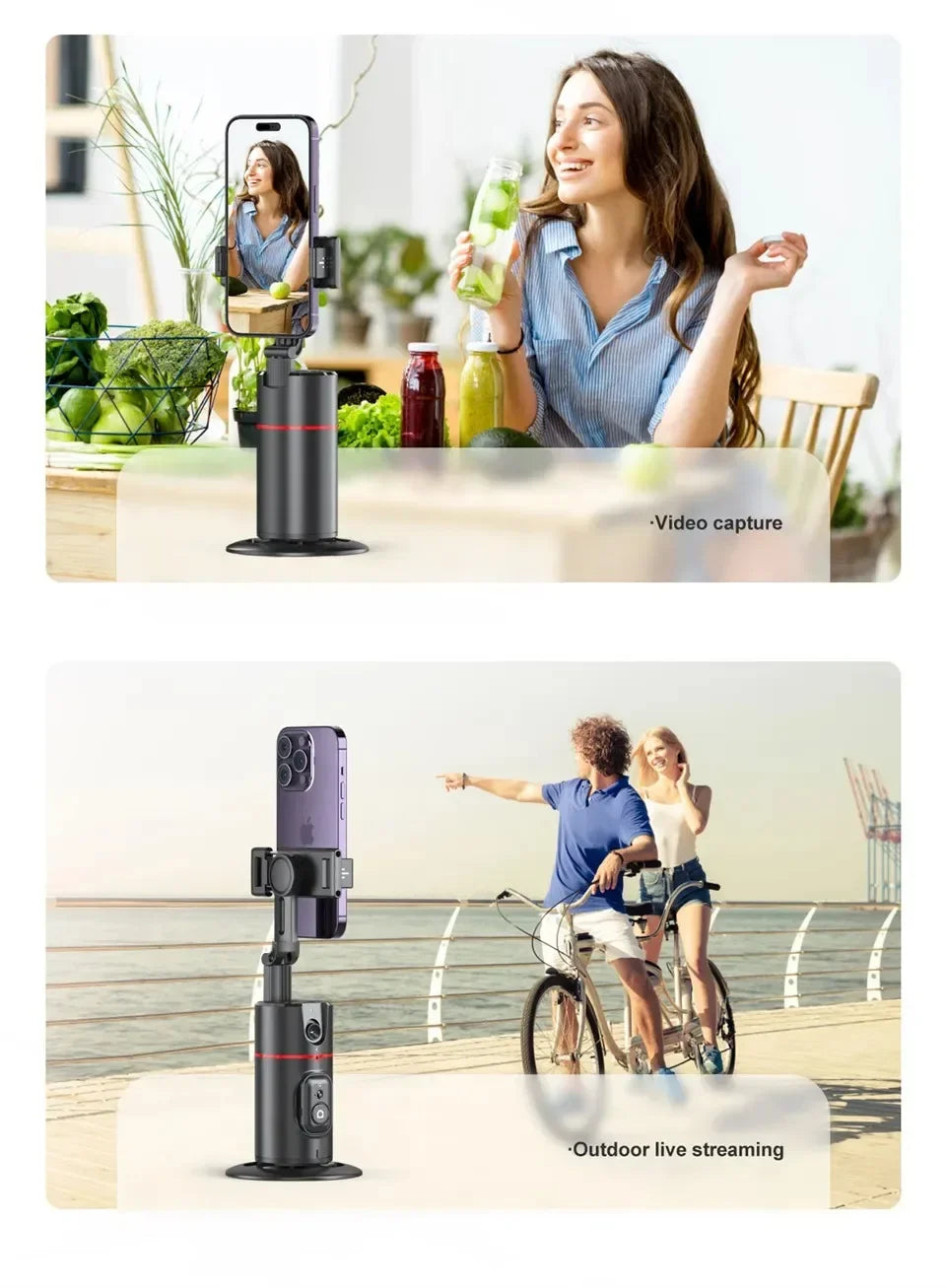 Wireless 360° Rotation Gimbal Smartphone Stabilizer Facial Tracking Selfie Stick Desktop Face Tracking Tripod for Mobile Video