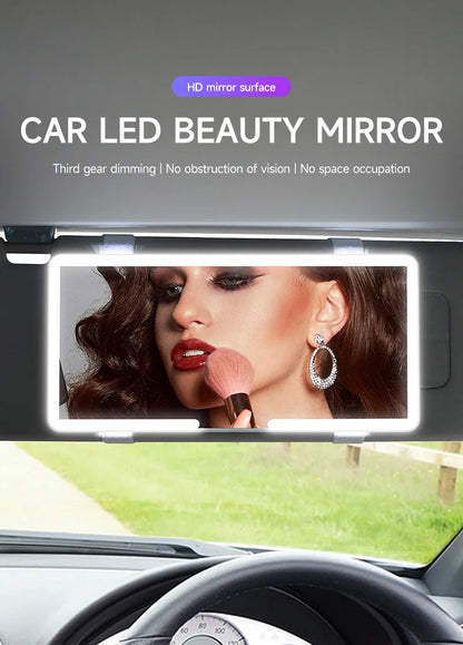 LED Light Mode Stepless Dimming Sun Visor Vanity Mirror Rechargeable Touch Sensor Vanity Mirror Convenient Car Vanity Mirror