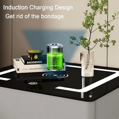 Floating Smart Nightstand,Nightstand with Charging Station and Adjustable LED,Bedside Table with Human Body Sensor Light