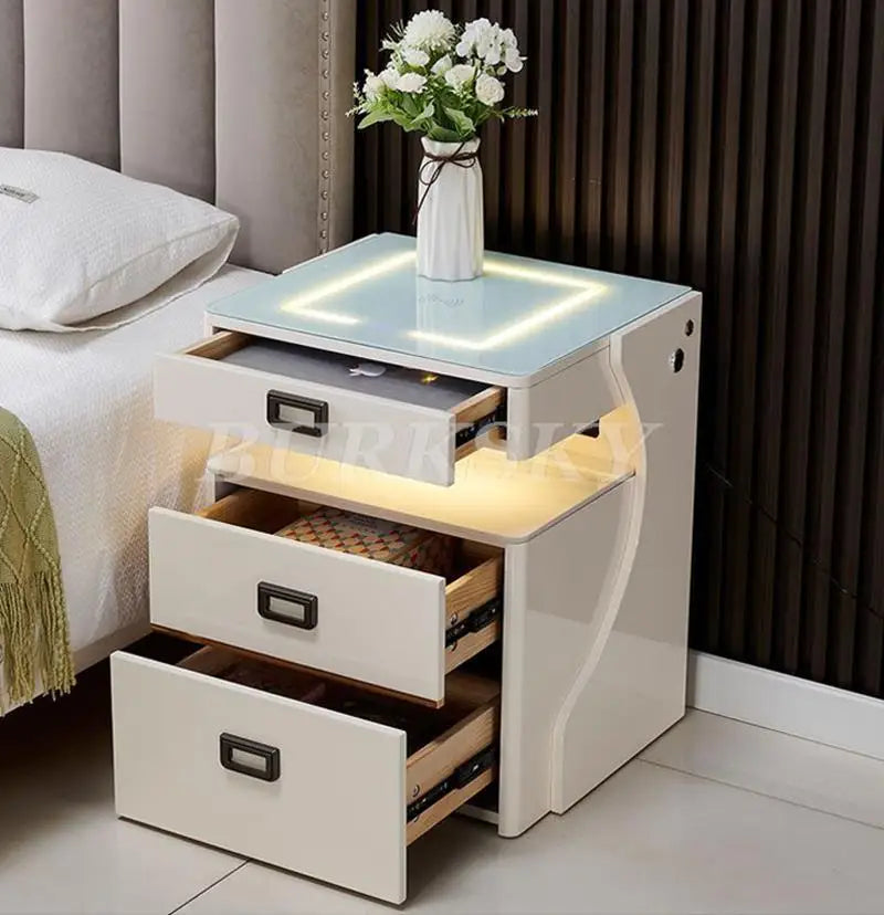 Bedside Table For Living Room Smart Ctorage Cabinet Modern Furniture Bed Side Safe For The Bedroom With Wireless Charging