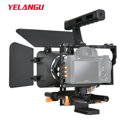 YELANGU Camera Cage Rig Kit for Sony A7S A7 A7R A72 A7RII A7SII A6000 A6500 A6300 with Dual Cold Shoe  Mounts 1/4 Inch Threads