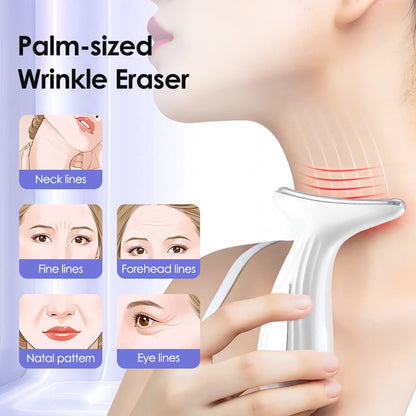 EMS Microcurrent Face Neck Lifting Beauty Device Hot Compress LED Photon Firming Rejuvenation Anti Wrinkle Facial Massager