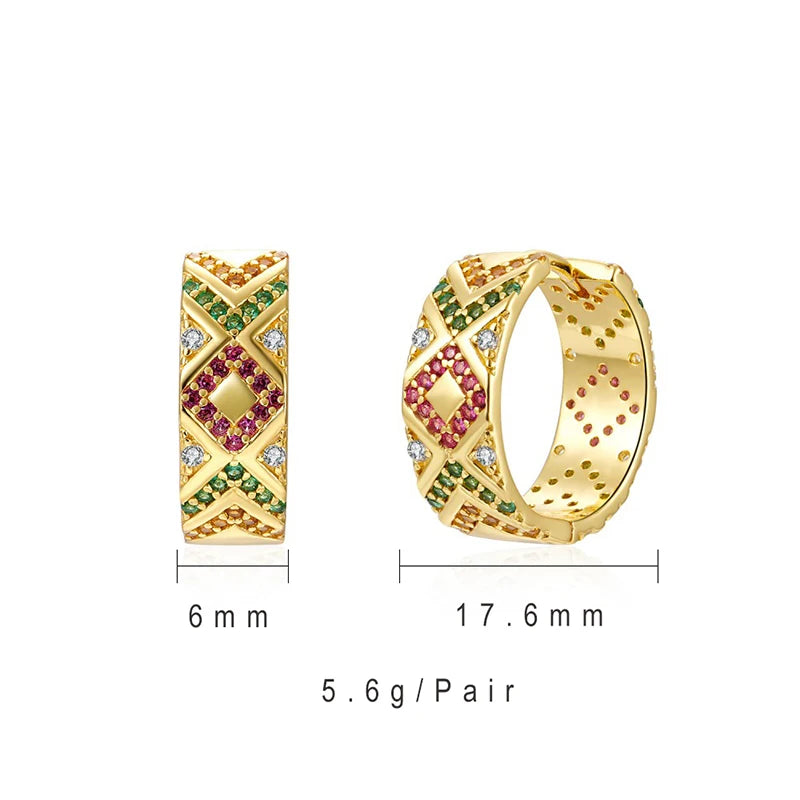 KEYOUNUO Gold Filled Stud Earrings Set For Women Ear Cuffs Colorful Zircon Dangle Hoop Earrings Fashion Party Jewelry Wholesale