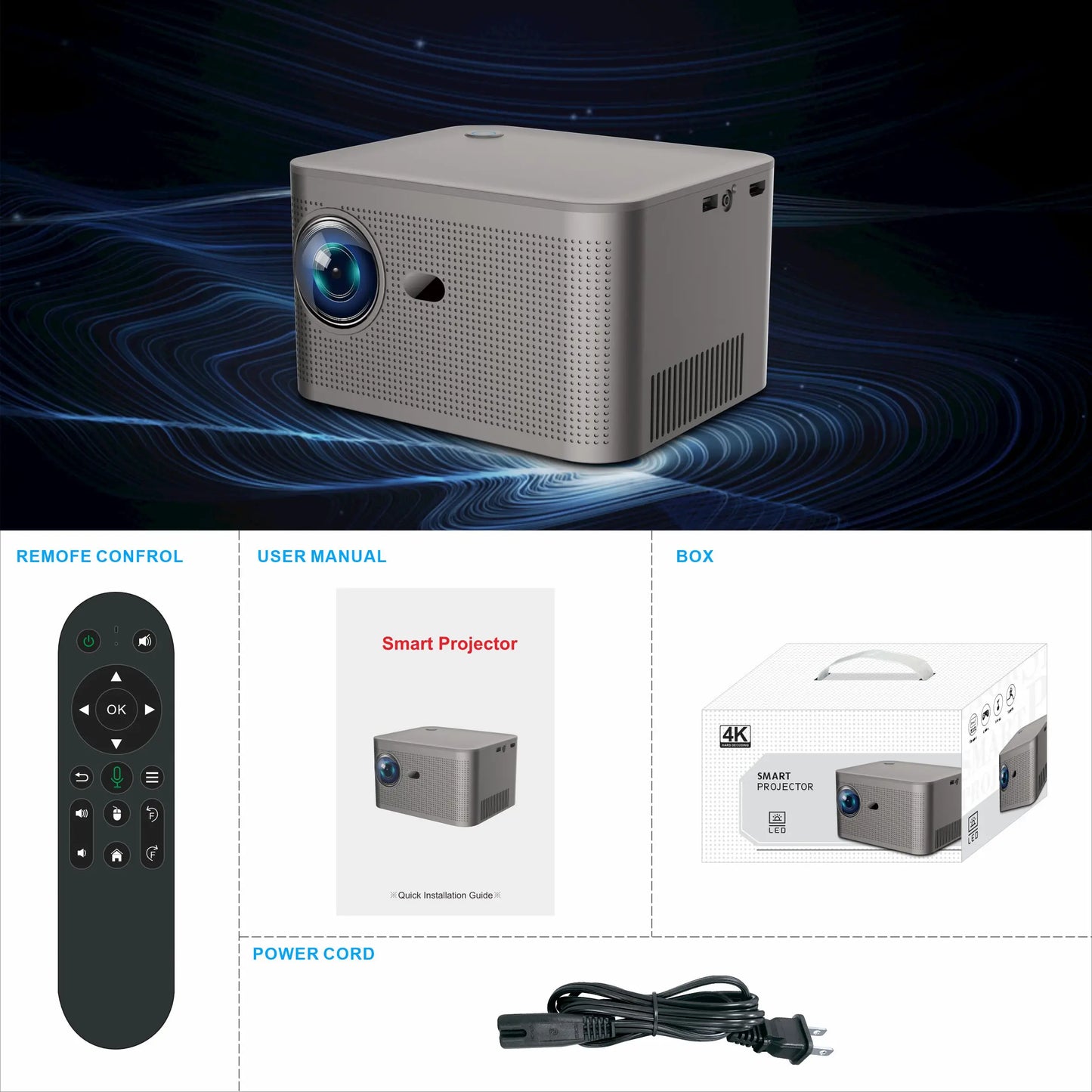 HY350 Mini Smart Portable Projector 5G WIFI LED 4K Video Google App Full HD 1080P Home Theater Proyector 4K Projector