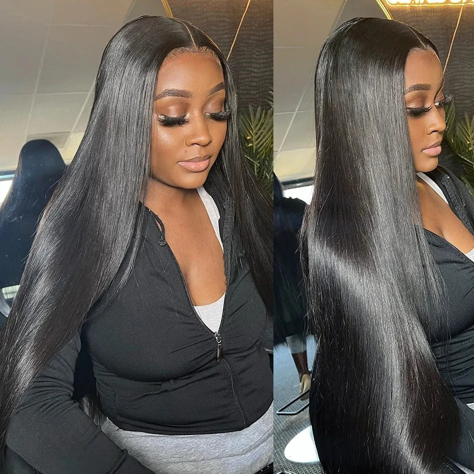 Wear Go Glueless Wig 30 34 Inch Bone Straight 13x6 HD Lace Frontal Wig Human Hair Pre plucked 6x4 Transparent HD Lace Front Wig