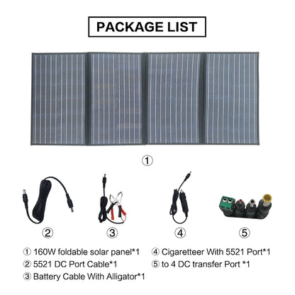 Foldable Solar Panel 120w 160w Double USB Charger ETFE Flexible Folding Camping Travel Phone Ipad Portable