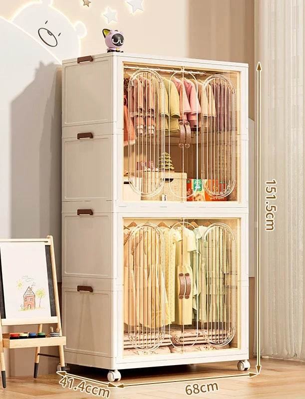 Children's Wardrobe Bedroom Closet Cabinet Baby Storage Box Toy Clothes Organizer Locker Folding Sorting Partition Wardrobe ﻿﻿ - MarvelouStoree