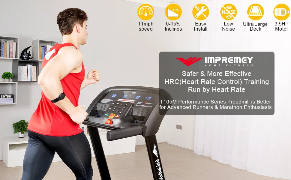 Folding Treadmill with Auto Incline 15%, 3.5HP, 350 Lb Capacity, 11 MPH, 50" x 19" Ultra Large Running Area, Heart Rate