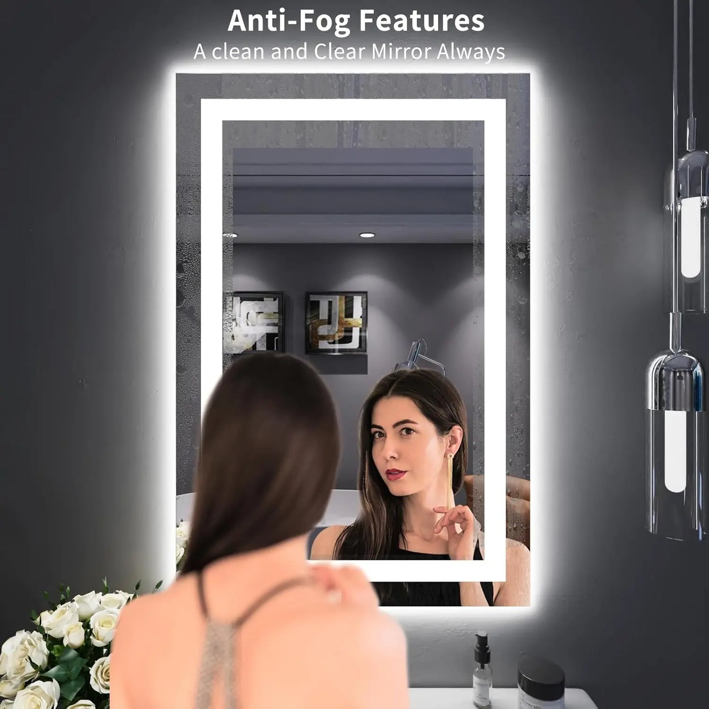 24"X36" LED Bathroom Mirror with Lights, Anti-Fog Dimmable Backlit + Front Lit Lighted Bathroom Vanity Mirror for Wall