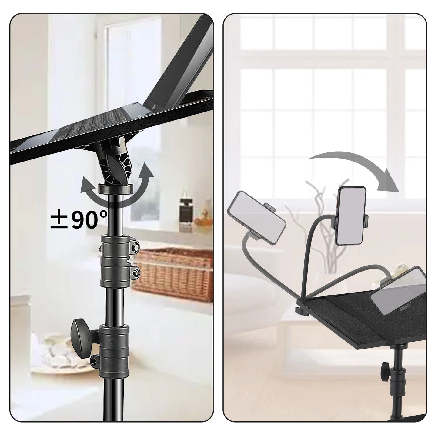 SH 102CM Projector Tripod Stand With Trays Laptop Tripod,Portable Projector Floor Stand Adjustable Height With Hose Phone Clip