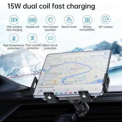 Dual Coil Fold Screen Car Wireless Charger For Samsung Galaxy Z 4 3 Fold Flip iPhone 15 14 Fast Phone Charging Vent Mount Holder - MarvelouStoree