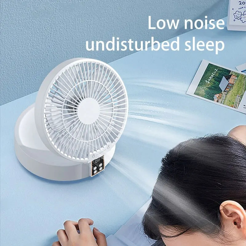 Fan with Remote Control 2023 Portable Wall-hanging Rechargeable Usb Electric Folding Fan Nightlight Air Cooler Household