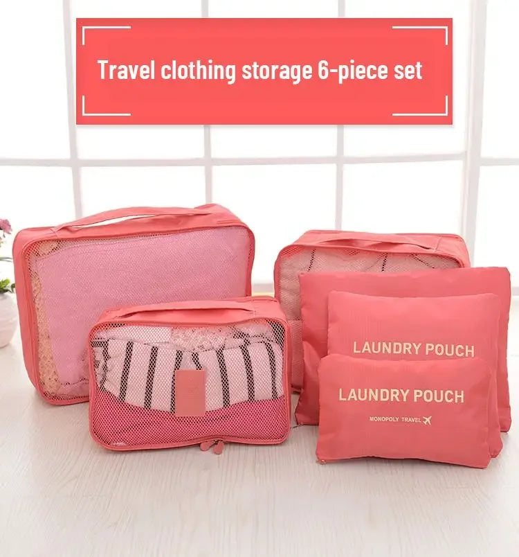 Large capacity travel storage bag six piece set storage bag multifunctional Korean clothing storage bag six piece set