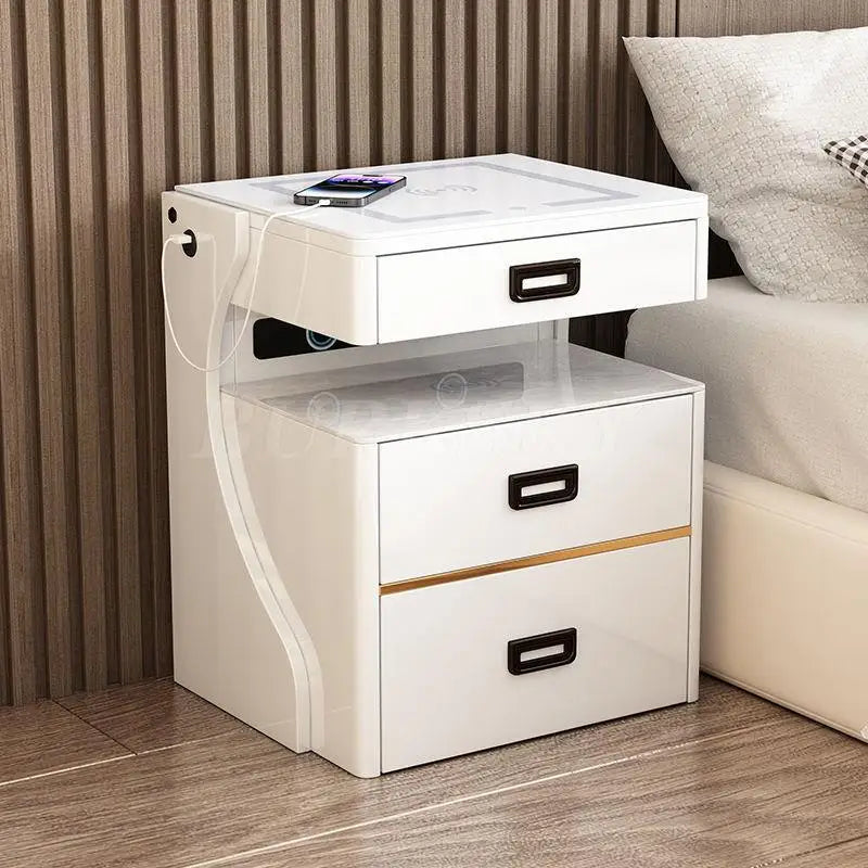 Bedside Table For Living Room Smart Ctorage Cabinet Modern Furniture Bed Side Safe For The Bedroom With Wireless Charging