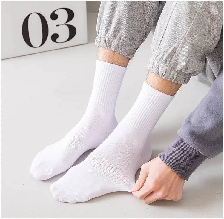 Men Socks Cotton Breathable Long Business Harajuku Socks Solid Gentleman Sox Sokken Outdoor Sports 5 Pairs/Lot Socks - MarvelouStoree