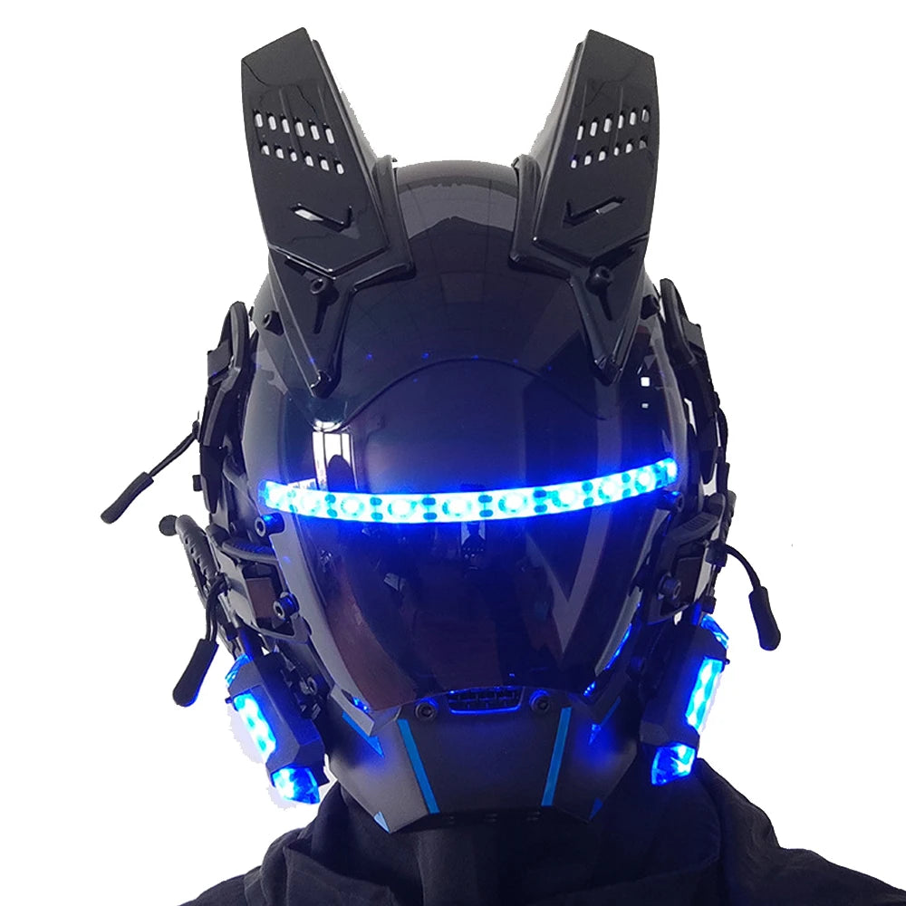 Cyberpunk Mask Led Lighting Cosplay Helmet Halloween Christmas Gift Music Festival Party For Adults