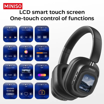 MINISO G90 Wireless Headphones with Built-in Microphone Noise Cancellation Touch Screen Headset,Earbuds Foldable Gaming Headset