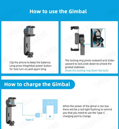 Gimbal Stabilizer with Fill Light Selfie Tripod Wireless Anti-shake Bluetooth Stabilizer for Smartphone Xiaomi IPhone 16 Pro Max