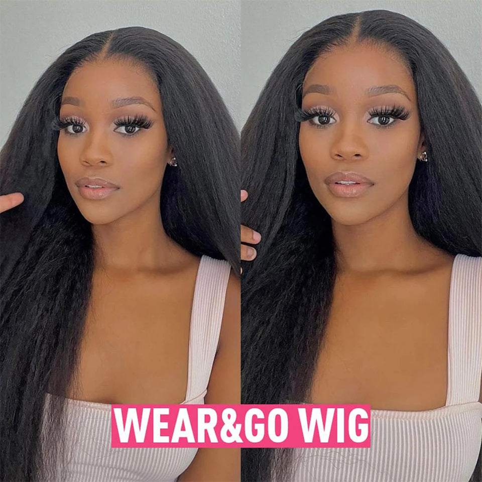 Kinky Straight Human Hair Wigs 4x4 Glueless Wig Human Hair Wear And Go Glueless Wig Brazilian Human Hair Wig Lace Closure Wig