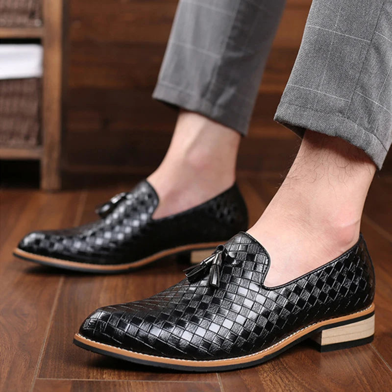 Fashion Formal Leather Shoes for Men Dress Business Shoes Male Geometric Oxfords Party Wedding Casual Mens Flats Chaussure Homme