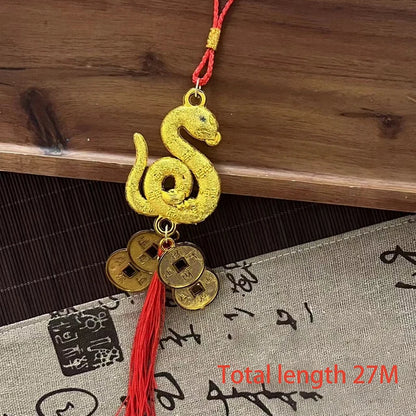 Handmade Rope Lucky Feng Shui Hanging Vintage Brass Money Bag Keychain Pendant Jewelry Ancient Five Emperors Coins Car Key Chain