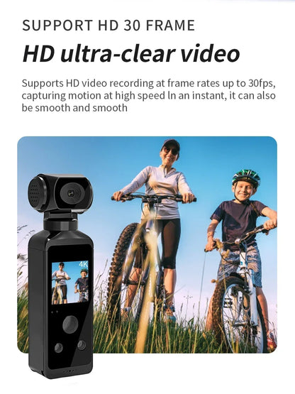 4K Ultra HD Pocket Action Camera 270° Rotatable Vlog Wifi Mini Sports Cam Waterproof Case Helmet Travel Bicycle Driver Recorder