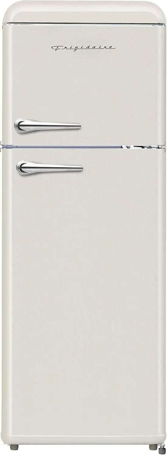 FRIGIDAIRE EFR756-CREAM EFR756, 2 Door Apartment Size Retro Refrigerator with Top Freezer, Chrome Handles, 7.5 cu ft, Cream - MarvelouStoree