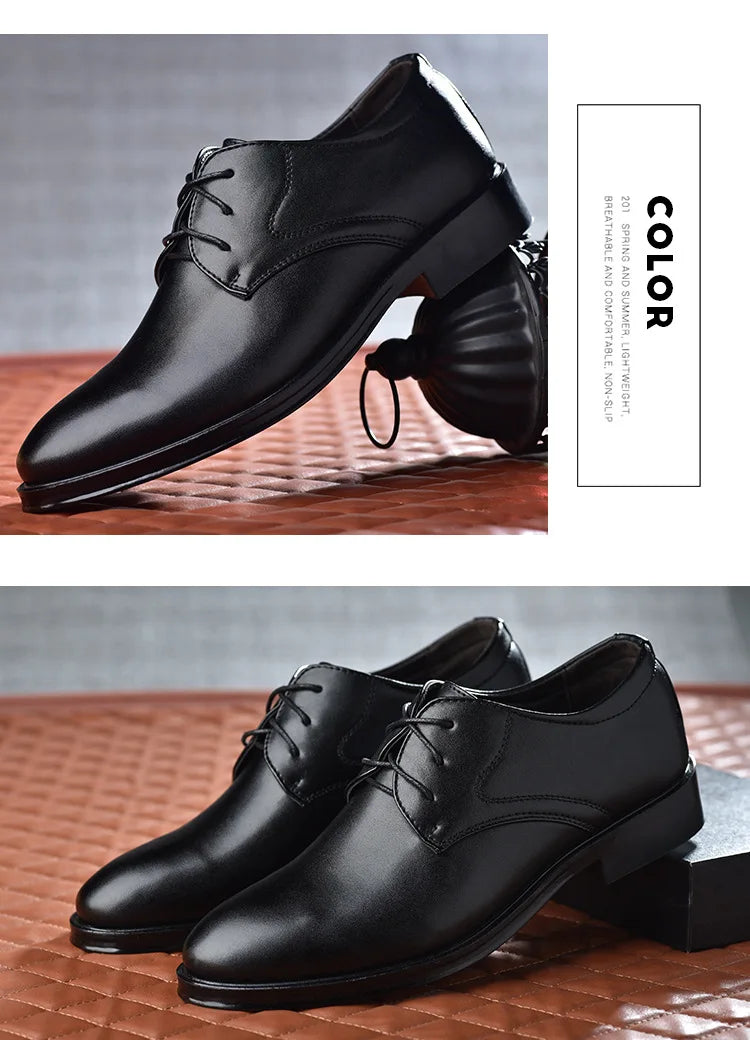 Men Dressing Shoes Formal for Men's Casual Shoe Leather Social Wedding Designer Pointed Toe Black Office Winter Shoes Brand 2023