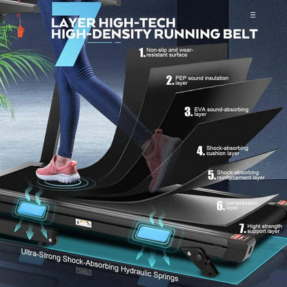 3.25HP Treadmill with Incline for Home, 300lb Capacity Foldable Shock Absorbent/Smart App/36 Preset Programs/18 x51 Running Belt - MarvelouStoree