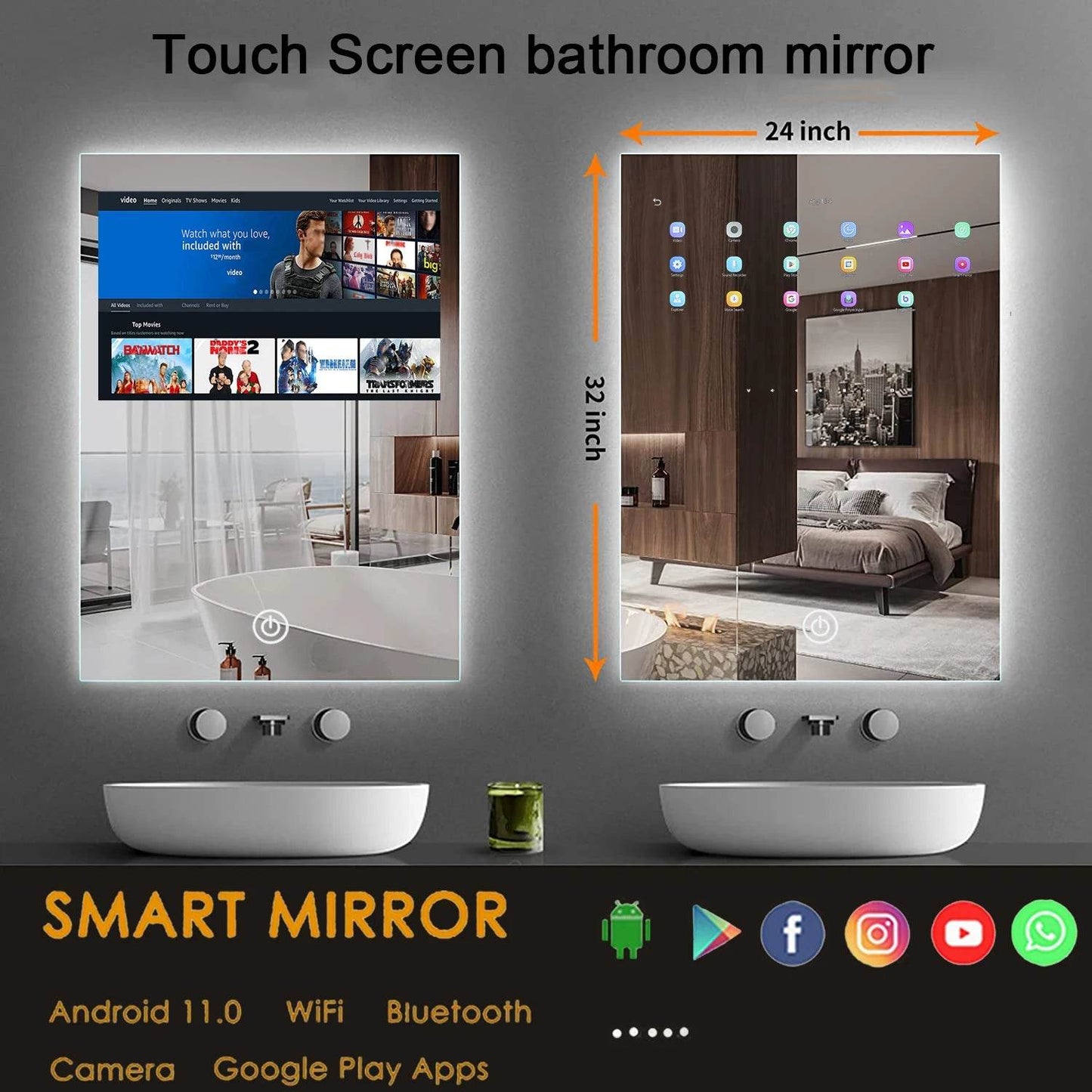 High Quality Smart Bathroom Mirror with Tv New Style Round Smart Fitness Mirrors Smart Bathroom Mirror - MarvelouStoree