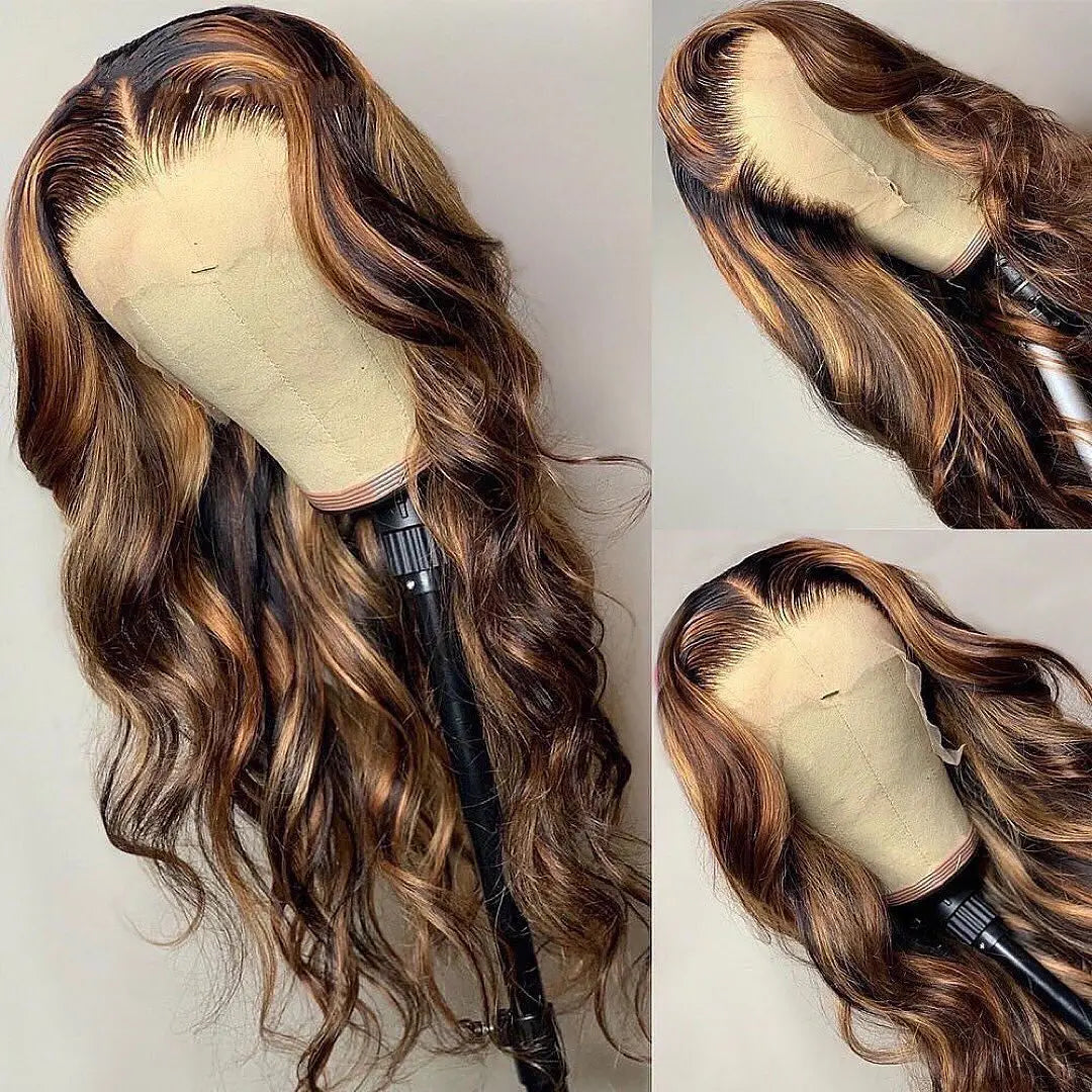 13x4 13x6 HD Highlight Lace Frontal Wig Human Hair Honey Blonde Body Wave Lace Front Wigs For Women Glueless Wigs Pre Plucked