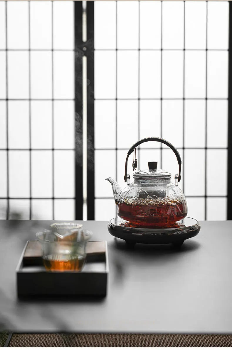 Steamable Teapot Household Glass Tea Maker High Temperature Resistant Steaming and Boiling Dual-purpose Teapot