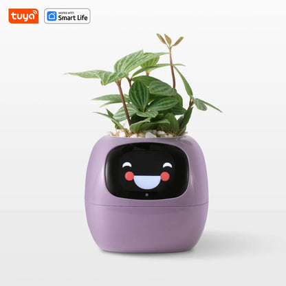 Purple Tuya Ivy Smart Planter,Endless Fun Over 49 Rich Expressions,7 smart sensors and AI Chips Make Raising Plants Easy and Fun