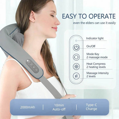 Electric Neck And Back Massager Wireless Neck And Shoulder Kneading Massage Pillow Trapezius Neck Cervical Back Massage Shawl