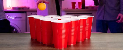 16-Ounce Plastic Party Cups 50 Pack Disposable Plastic Cups Recyclable Red Cups with Fill Lines for Parties Drinks BBQ Picnics