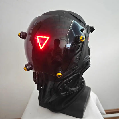 JAUPTO Punk Mask Cosplay for Men, Red Triangle Light Mask Cosplay Halloween Fit Party Music Festival Accessories