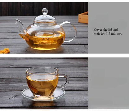 High Quality Heat Resistant Glass Teapot Jasmine Tea Infuser Borosilicate Glass Tea Set Kettle Practical Bottle Flower Tea Pot